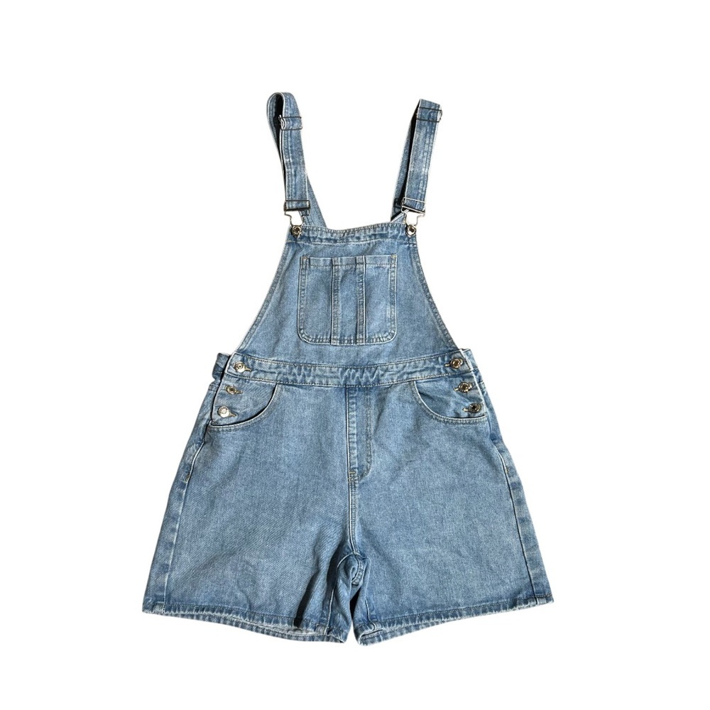 SHEIN Light Blue Denim Short Overalls